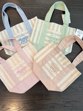 Trader Joe's Pastel Striped Tote Bags 4